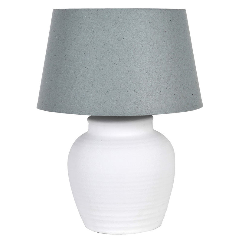 White Ceramic Lamp With Grey Shade