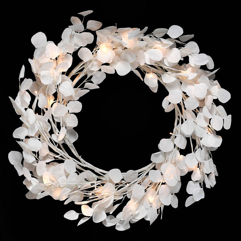 Soft White Lit Honesty Wreath