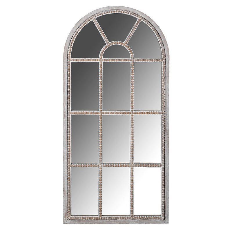 White Washed Arched Window Mirror
