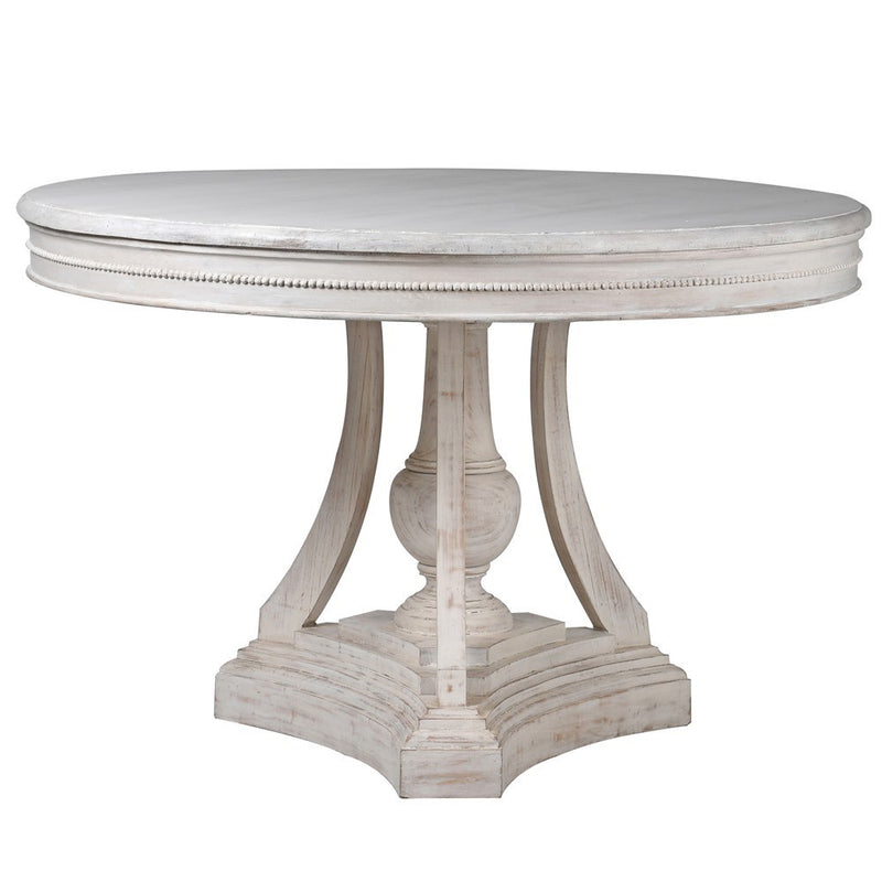 White washed Round Beaded Dining Table