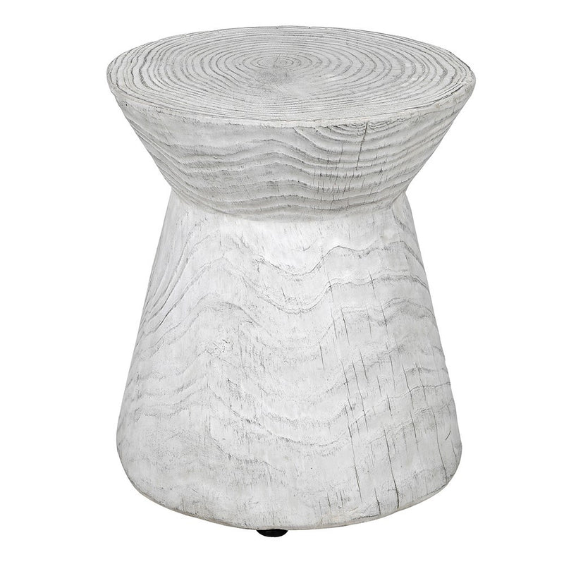 White Wooden Effect Round Stool