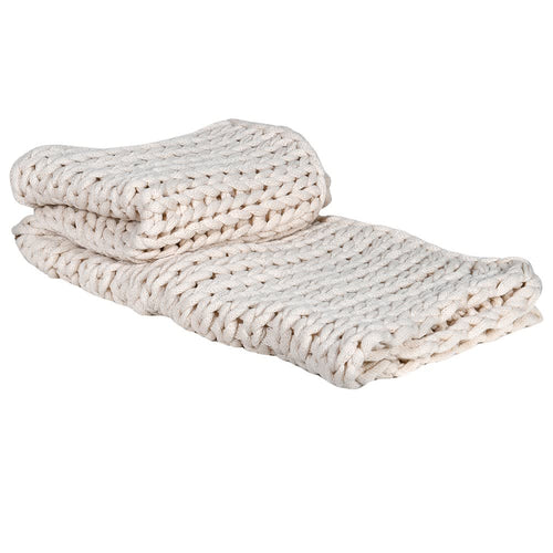 Winter White Chunky Knitted Blanket