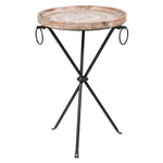 Wooden And Iron Round side Table
