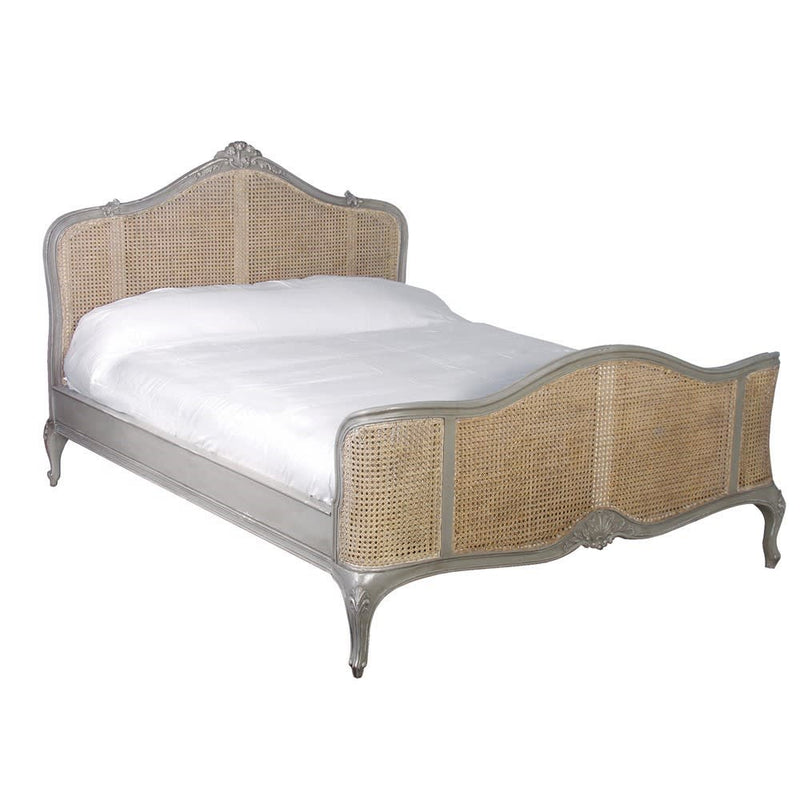King Size Grey French Rattan 5ft Bed Frame
