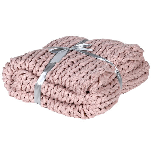 Rose Pink Chunky Knitted Blanket