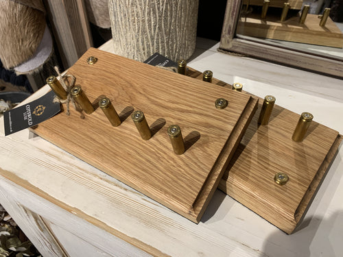 Handmade Riffle Cartridge & Oak Key Hook