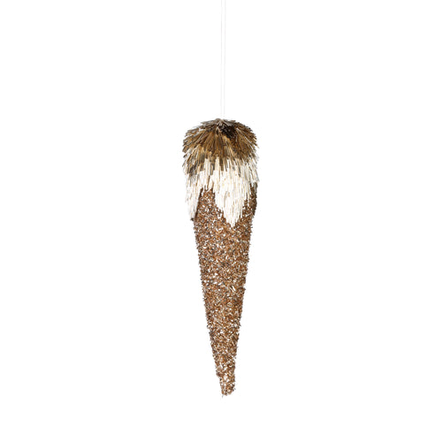 Large gold glitter cone decoration