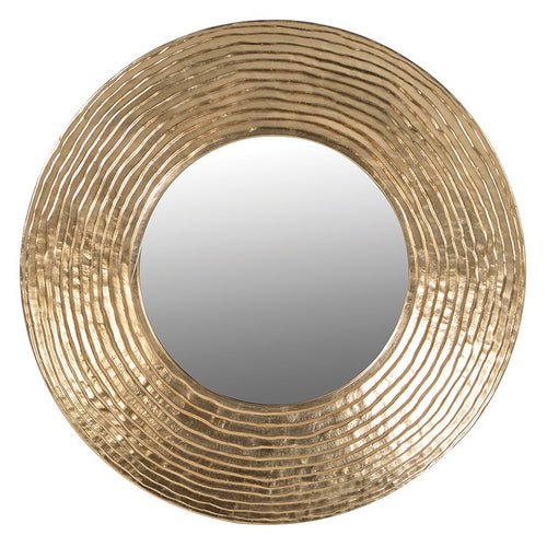 Gold textured circular wall mirror