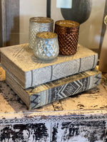 Set Of 2 Grey Patterned Book Boxes