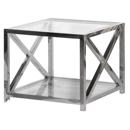 Square glass end table