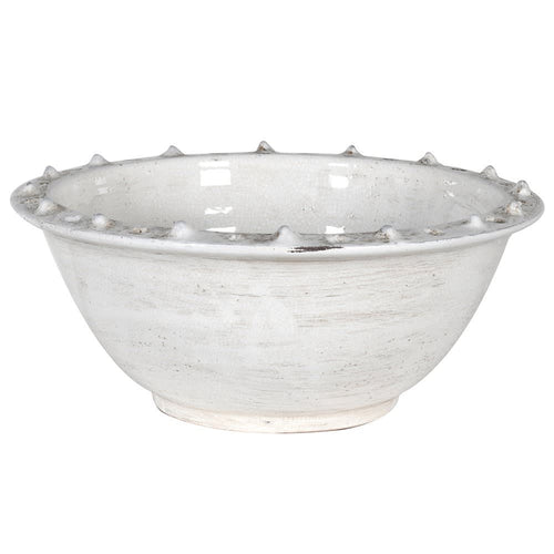 Spikey white ceramic bowl