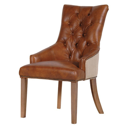 Tan Leather Dining Chair