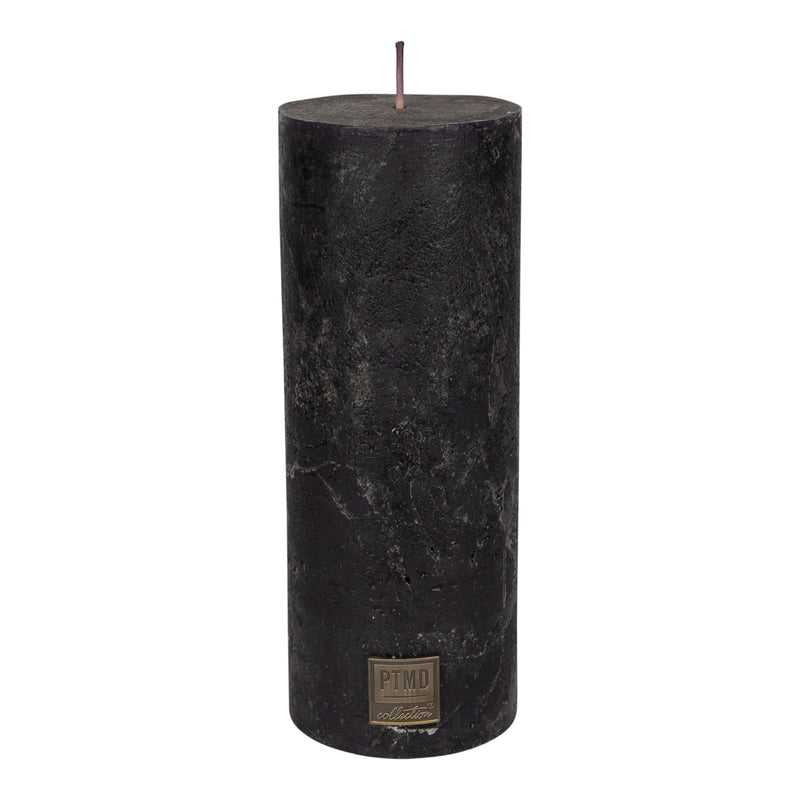 Rustic charcoal black pillar candle