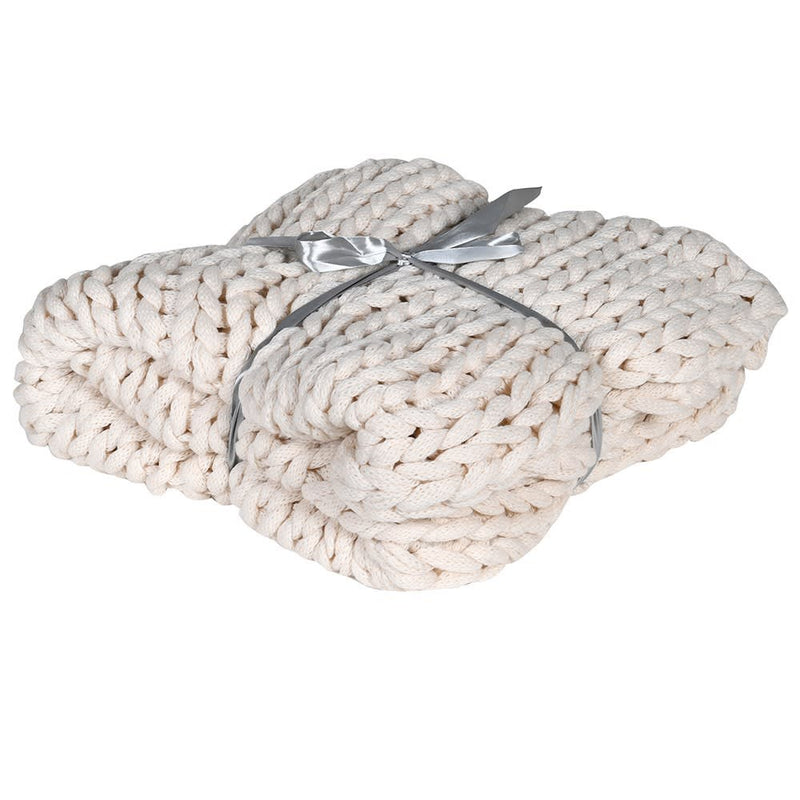 Winter White Chunky Knitted Blanket