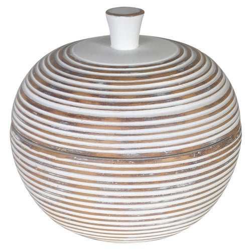 White and natural ribbed jar