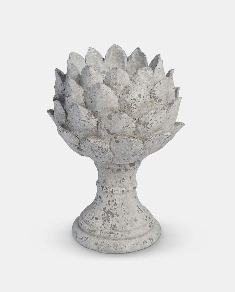 Distressed Stone Floral Candle Holder