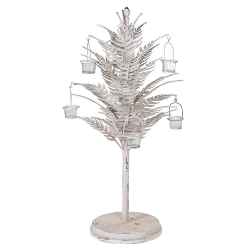 Distressed fern candle holder