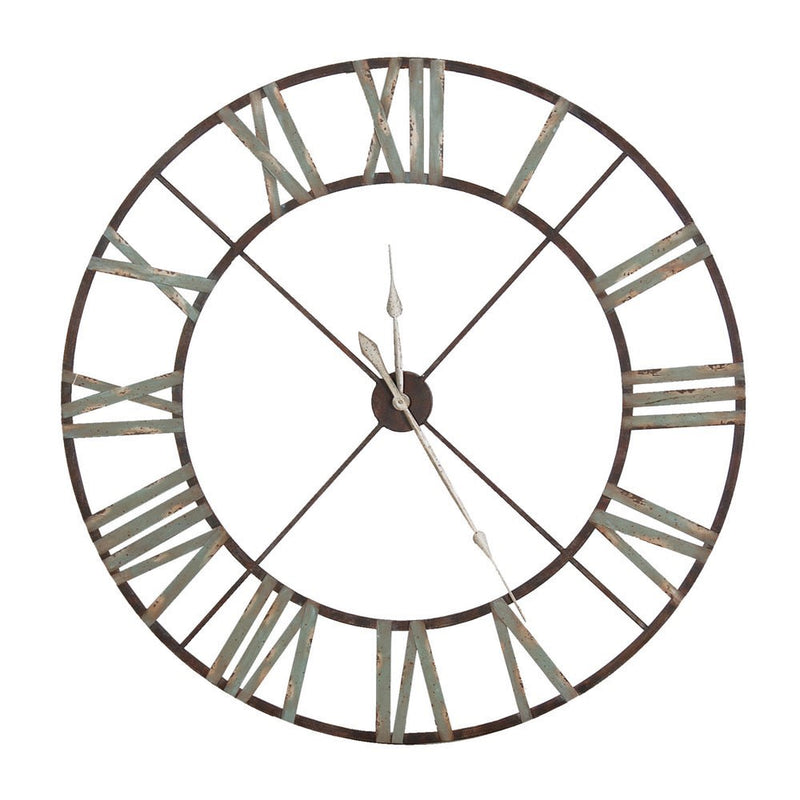 Large Distressed Iron Wall Clock