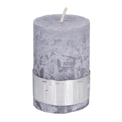 Rustic suede grey pillar candle