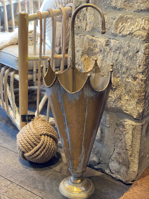 Gold distressed umbrella stand