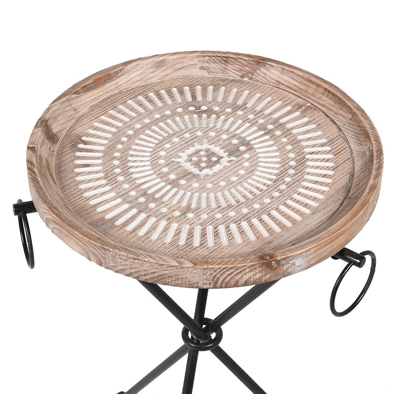 Wooden And Iron Round side Table